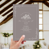 Line Art Rustic Barn Amethyst Wedding