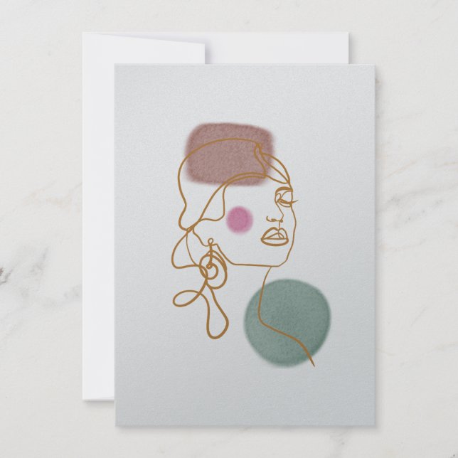 Line Art Schöne Face-Flat Grußkarte Karte (Vorderseite)