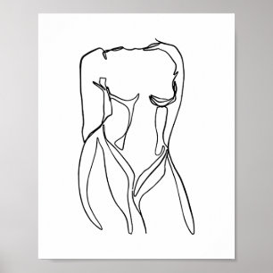 Line Art Schwarzweiß Frauen Körper minimal Poster