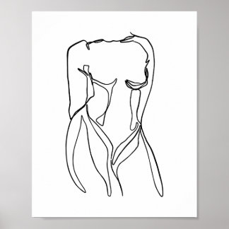 Line Art Schwarzweiß Frauen Körper minimal Poster
