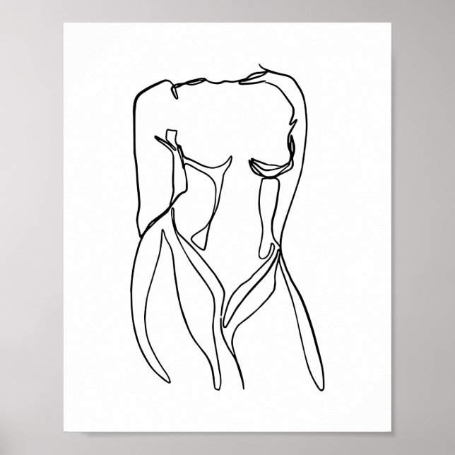 Line Art Schwarzweiß Frauen Körper minimal Poster (Vorne)