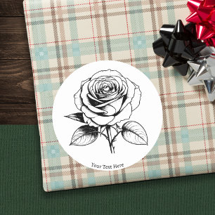 Line Art Single Rose Blume Banca del Gottardo Runder Aufkleber