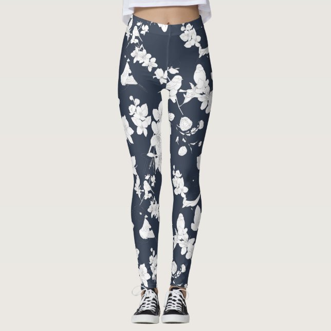 Line Art Spring Pattern Leggings (Vorderseite)