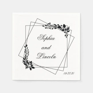 Line Art Wedding Floral Serviette