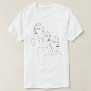 Line Art Weibliches Trio T-Shirt