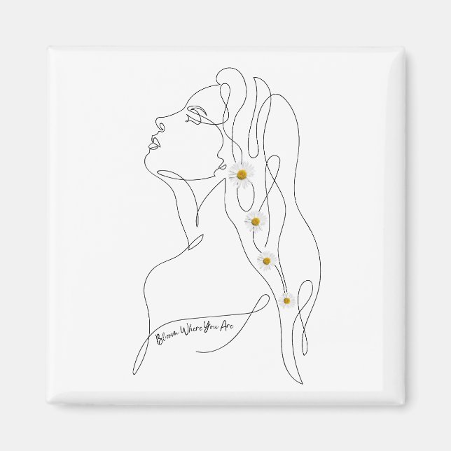 Line Art zeichn der Frau - Bloom, wo Sie sind Magnet (Vorne)