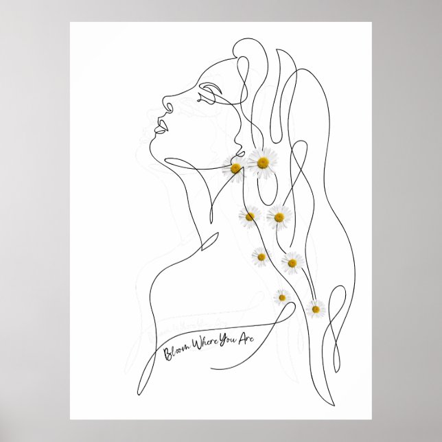 Line Art zeichn der Frau - Bloom, wo Sie sind Poster (Vorne)