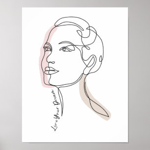 Line Art zeichn der Frau - Leben Sie Ihre Träume Poster