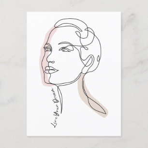 Line Art zeichn der Frau - Leben Sie Ihre Träume Postkarte