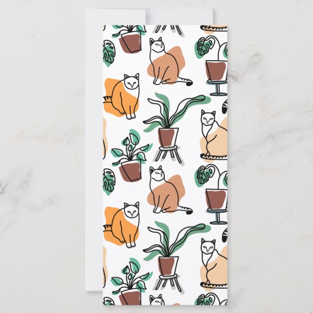 Line Art zeichnend Katzen und Blume (Vorderseite)