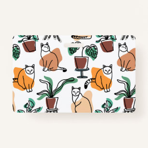 Line Art zeichnend Katzen und Blume Ausweis