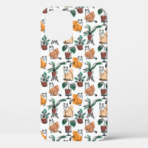 Line Art zeichnend Katzen und Blume Case-Mate iPhone Hülle