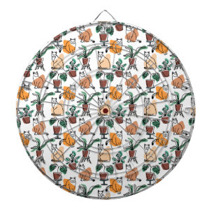 Line Art zeichnend Katzen und Blume Dartscheibe