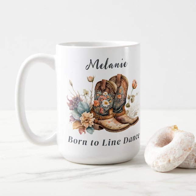 Line Dance Country Western Boost Blume Tasse (Mit Donut)