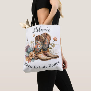 Line Dance Country Western Stiefel Blumen Tasse Tasche