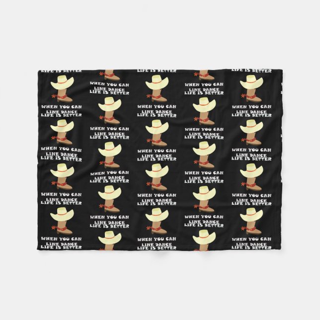 Line Dance Dancing Cowboy Hat Country Music Fleecedecke (Vorderseite (Horizontal))