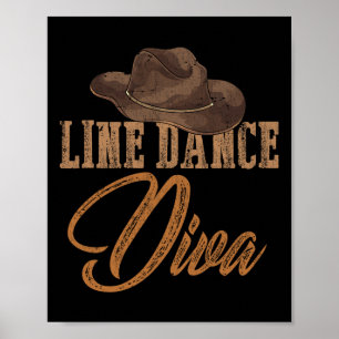 Line Dance Diva Country Line Tanz Girl's Poster