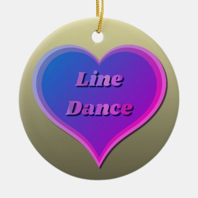 Line Dance Herz Custom-Cut Vinyl Sticker Keramik Ornament (Vorne)