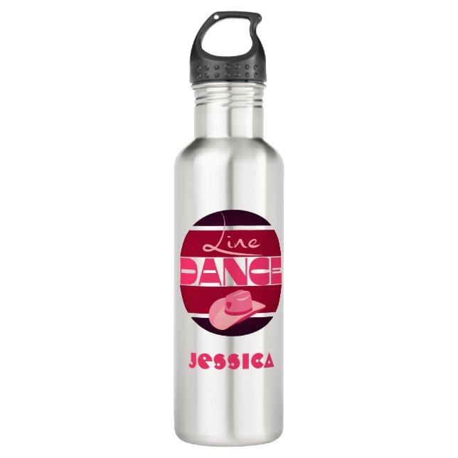 Line Dance Liebe Cowboyhat pink Edelstahlflasche (Vorderseite)