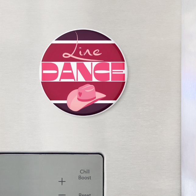 Line Dance Liebe Cowboyhat pink Magnet (Von Creator hochgeladen)