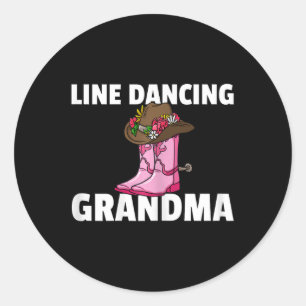 Line Dance Oma Country Music Dance Tanz Tänzer Runder Aufkleber