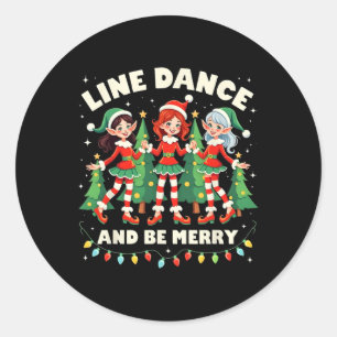 Line Dance und seien Sie frohe Weihnachten Niedlic Runder Aufkleber