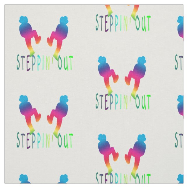 Line Dancer Steppin' Out Neon Rainbow Fabric Stoff (Muster)