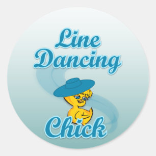 Line Dancing Chick #3 Runder Aufkleber