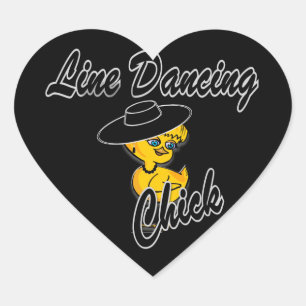 Line Dancing Chick #4 Herz-Aufkleber
