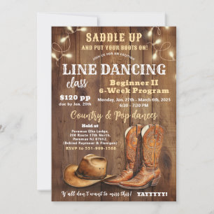 Line Dancing Class Flyer, Country Dance Program Ad Einladung
