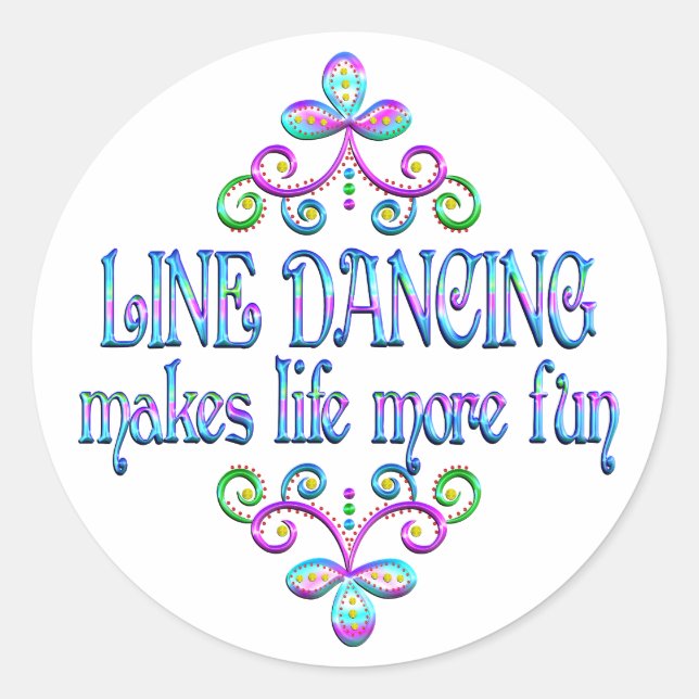 Line Dancing Fun Runder Aufkleber (Vorderseite)