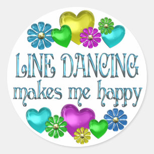 Line Dancing Happiness Runder Aufkleber