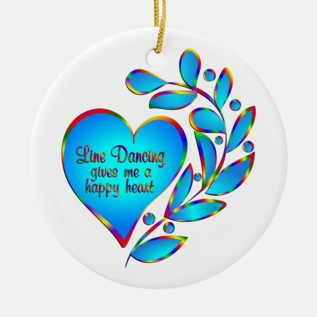 Line Dancing Happy Heart Keramik Ornament (Vorne)