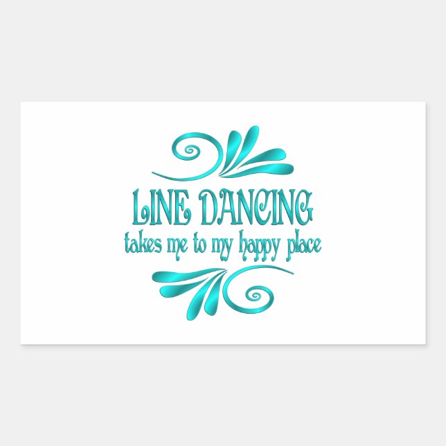 Line Dancing Happy Place Rechteckiger Aufkleber (Vorderseite)