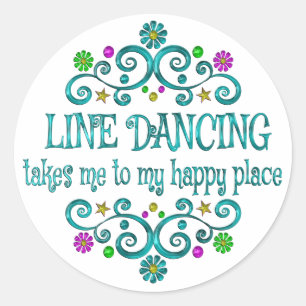 Line Dancing Happy Place Runder Aufkleber