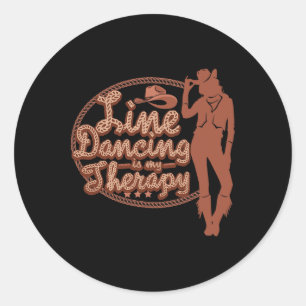 Line Dancing ist meine Therapie Country Music Line Runder Aufkleber