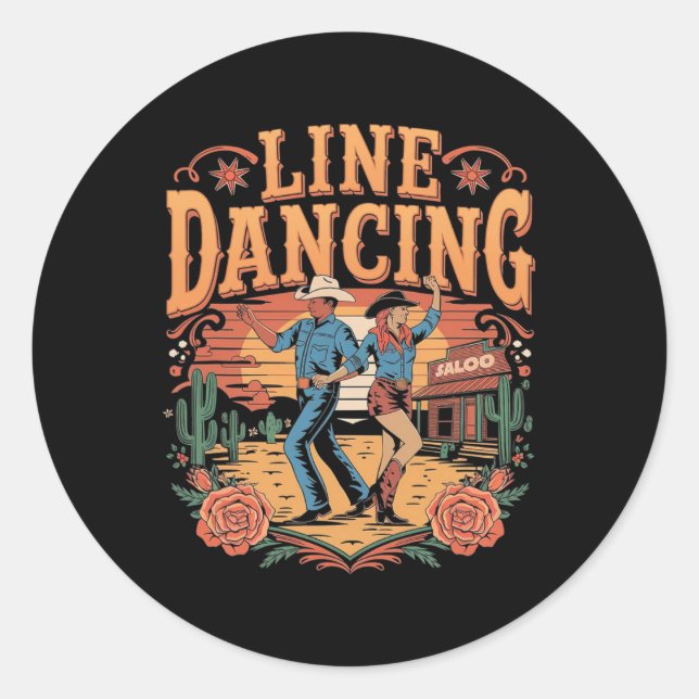 Line Dancing Line Dance Team Runder Aufkleber (Vorderseite)