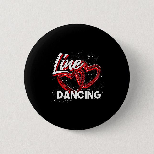 Line Dancing Lover Cowboy Valentines Day Gift Line Button (Vorderseite)