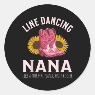 Line Dancing Oma Nana Women Country Runder Aufkleber