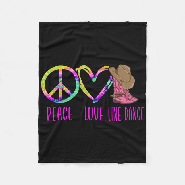 Line Dancing Tance Gefärbte Krawatte Peace Liebe L Fleecedecke (Vorderseite)