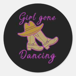 Line Dancing Women Cowgirl Yeehaw Line Tanz Runder Aufkleber