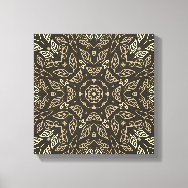 Line Drawing Sepia Tan Abstract Calm Home Wall Art Leinwanddruck (Vorderseite)