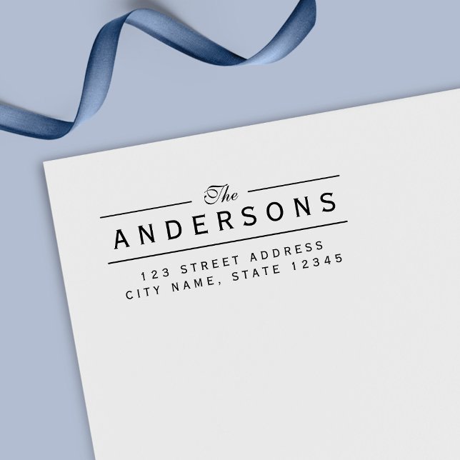 Line Elegante Familienname-Rücksendeadresse Permastempel (Von Creator hochgeladen)