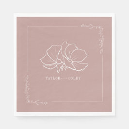 Line Floral Pink Earth Tone Hochzeit Serviette