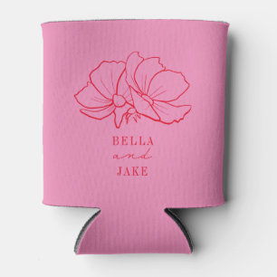 Line Floral Terracotta Rosa Hochzeit Dosenkühler