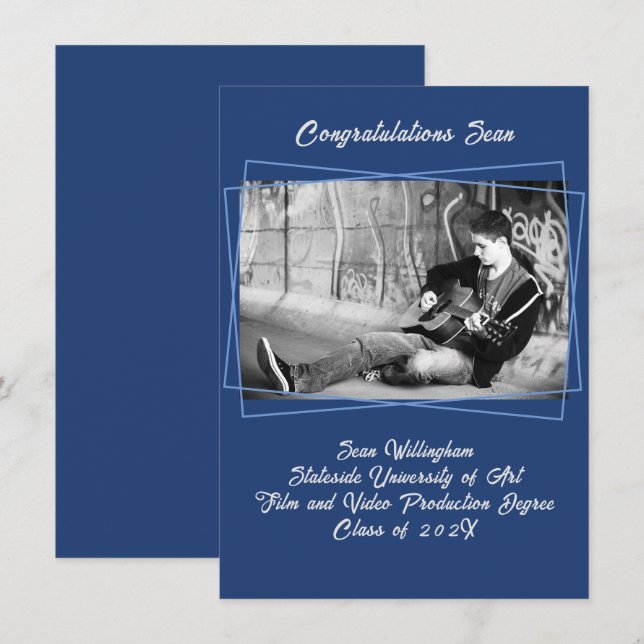 Line Frame Son's Foto Abschluss Ankündigung (Vorne/Hinten)