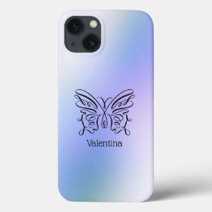 Line Gezeichnet Blue Lila Butterfly Holographic Case-Mate iPhone Hülle