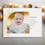 Line Gezeichnet Gold Pine Foto Folien Feiertagspostkarte<br><div class="desc">Einfache und elegante goldline gezeichnet Winterkiefer,  angepasste,  gekrümmte Fotovorlage und bearbeitbare Textfelder.</div>