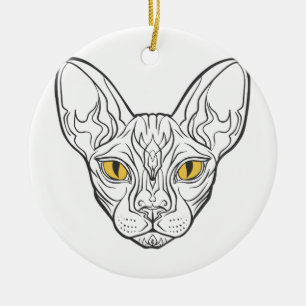 Line Head Egypcat - Wählen Sie die Hintergrundfar Keramik Ornament