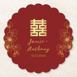 Line Kirschblüte Chinesische Hochzeit Doppel xi Untersetzer